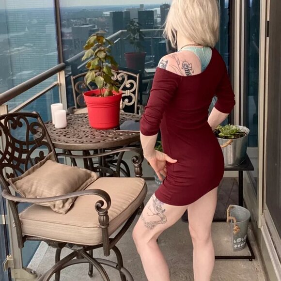 SHEIN - Bodycon burgundy stretch Dress Size XS - Picture 3 of 5